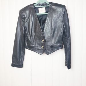 Georgetown Brown Cropped Leather Jacket Size Med